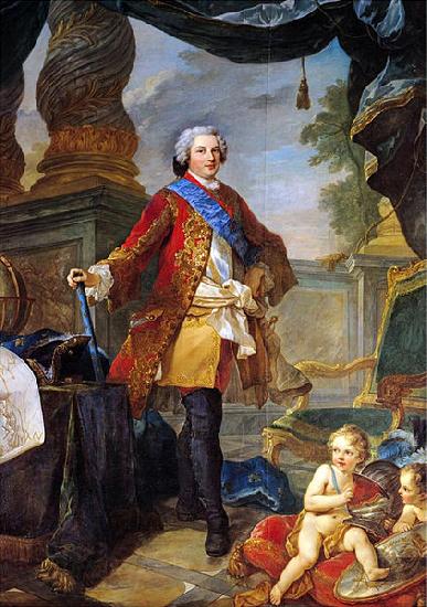 Charles-Joseph Natoire Portrait of Louis Dauphin of France with a Plan of the Siege of Tournai Norge oil painting art